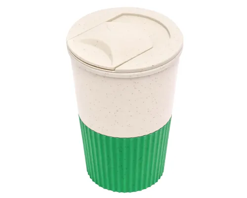 Термостакан пластиковый Wavy с манжетой, зелёный