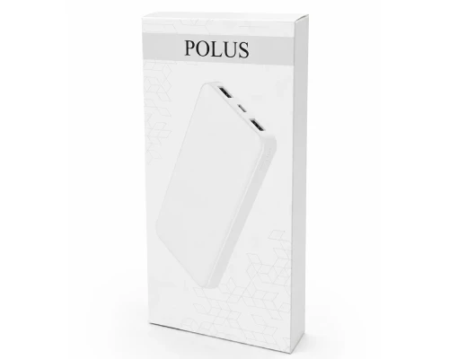 Внешний аккумулятор Polus, 10000 Mah, софт-тач покрытие, белый