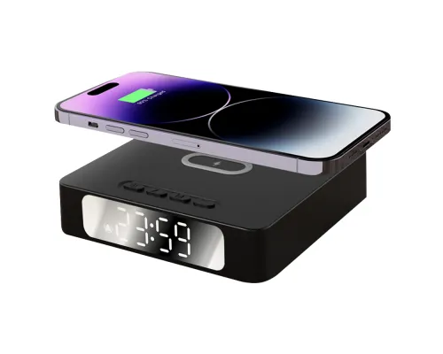 Часы с беспроводной зарядкой Raven 3в1, черный