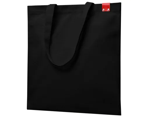 Сумка для покупок IVORY 325 г/м² с PU нашивкой, чёрный/красный