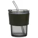 Стакан стеклянный с трубочкой и капхолдером Karamel, зелёный