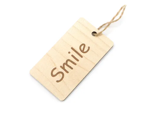 Бирка из ламинированного ХДФ на верёвке, Прямоугольная