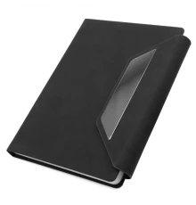 Ежедневник A5 недатированный Tela, в твёрдой обложке с магнитным клапаном, чёрный