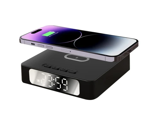 Часы с беспроводной зарядкой Raven 3в1, черный