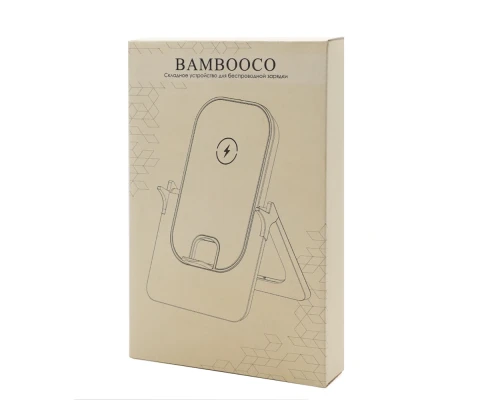 Беспроводное зарядное устройство Bambooco 15W, белый с бамбуковым