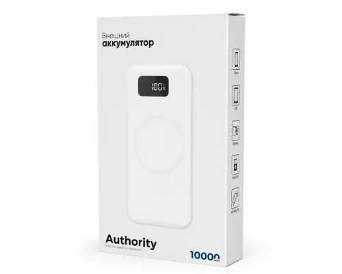 Внешний аккумулятор Authority с беспроводной зарядкой (5W), 10000 mAh, белый