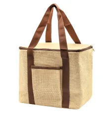 Сумка-холодильник из джутовой ткани Snow 290 г/см, бежевая