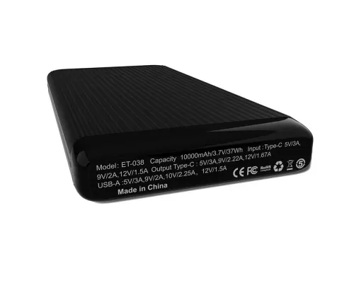 Внешний аккумулятор Orvex c быстрой зарядкой (до 22,5W), 10000 mAh, черный