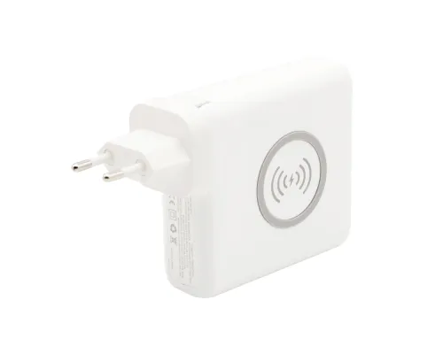 Внешний аккумулятор Gemini с беспроводной зарядкой и сетевым адаптером, 10000 mAh, белый