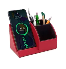 Настольный органайзер Prestige c беспроводной зарядкой, красный