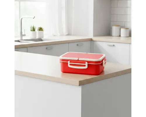 Ланчбокс (контейнер для еды) Inar из пшеничного волокна, красный.