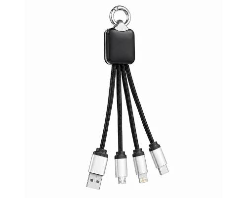 Кабель - брелок Plug с подсветкой гравировки, черный