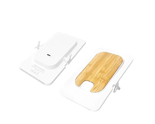 Беспроводное зарядное устройство Bambooco 15W, белый с бамбуковым
