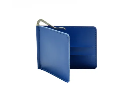 Держатель банковских карт Drogo с металлическим прижимом для купюр, синий