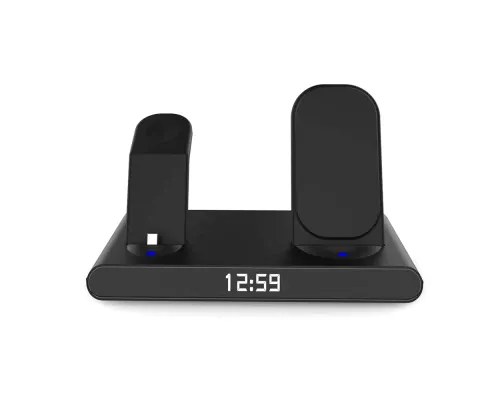 Часы электронные Abbatt мультифункциональные с беспроводной зарядкой, черный