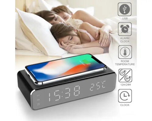 Часы  электронные настольные Karmon с беспроводной зарядкой