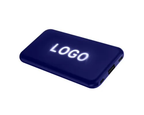 Внешний аккумулятор Kugo, 10000 mAh с подсветкой гравировки, синий