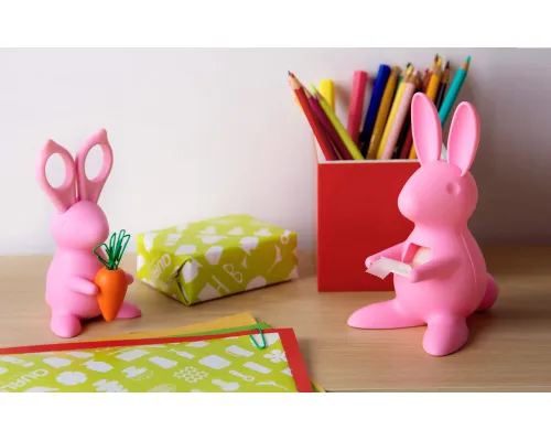 Ножницы и магнит со скрепками Bunny, розовые