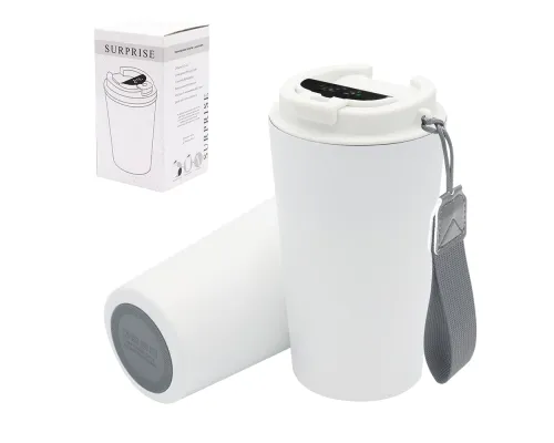 Термокружка Surprise To Go с индикатором, белая/серая