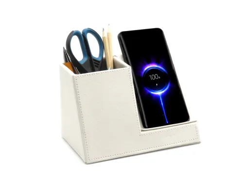 Настольный органайзер Ron c беспроводной зарядкой, белый