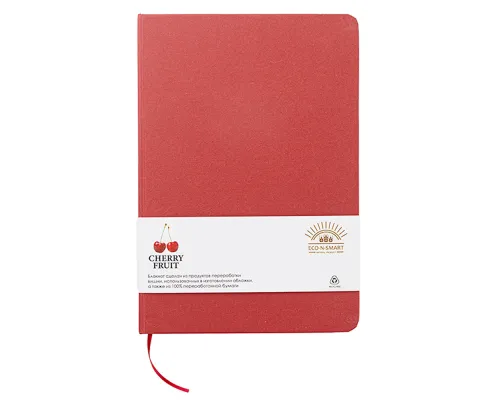 Блокнот из растительного сырья Tutti Frutti в твёрдом переплёте, вишнёвый