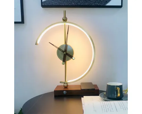 Светодиодный светильник с беспроводной зарядкой и часами Nikka