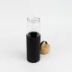 Бутылка стеклянная с силиконовой манжетой и бамбуковой крышкой Glass, черная