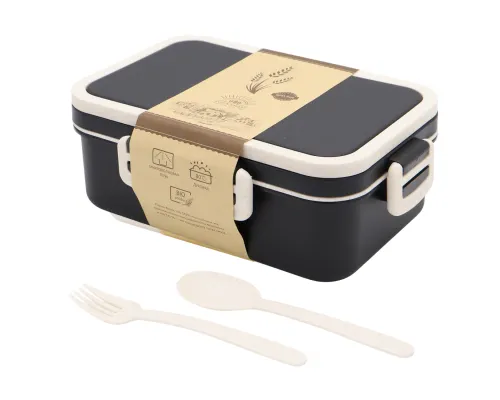 Ланчбокс (контейнер для еды) Inar из пшеничного волокна, чёрный.