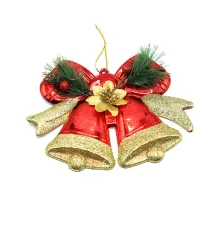 Пластиковое украшение - колокольчики красно-золотистые