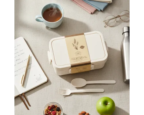 Ланчбокс (контейнер для еды) Inar из пшеничного волокна, бежевый.