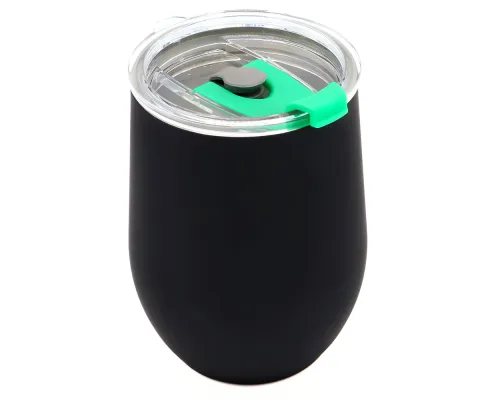Термокружка с двойной стенкой SOFTO To Go софт-тач, черная/зелёная