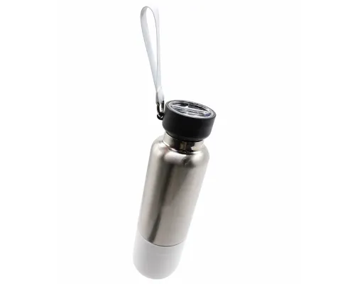Термос Hike c ланьярдом и манжетой, серебристый-белый
