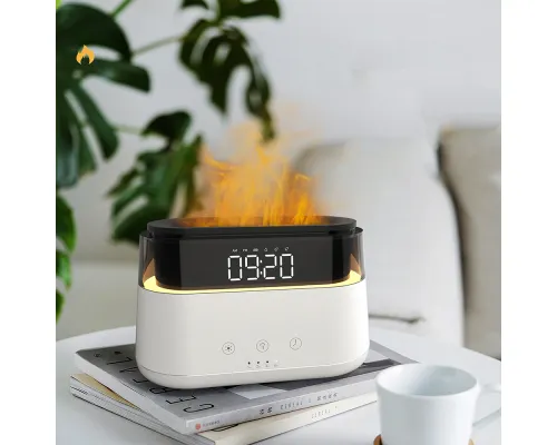 Светодиодный USB увлажнитель-ароматизатор Brava с часами с подсветкой, белый