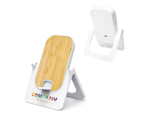 Беспроводное зарядное устройство Bambooco 15W, белый с бамбуковым