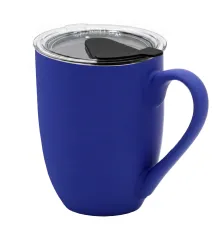 Кружка с крышкой Velvet Duo, софт-тач, тёмно-синяя/чёрная