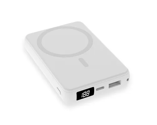Магнитный внешний аккумулятор Quantum с беспроводной зарядкой (15W), 10000 Mah, белый