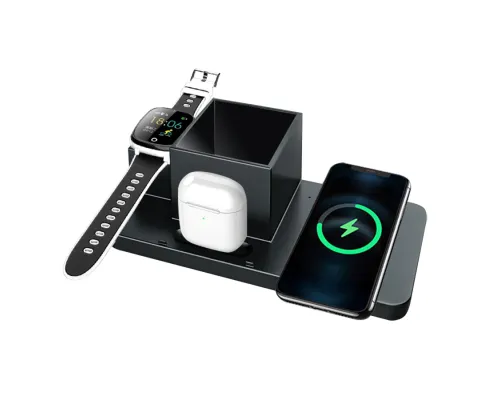 Настольный органайзер Medow c беспроводной зарядкой 15W, черный