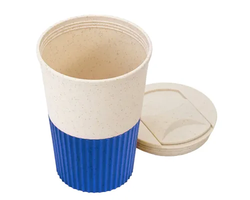 Термостакан пластиковый Wavy с манжетой, синий