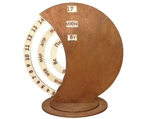 Вечный календарь из дерева Time коричневый