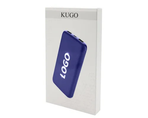 Внешний аккумулятор Kugo, 10000 mAh с подсветкой гравировки, синий