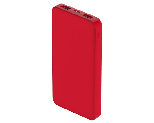 Внешний аккумулятор Polus, 10000 Mah, софт-тач покрытие, красный Внешний аккумулятор Polus, 10000 Mah, софт-тач покрытие, красный