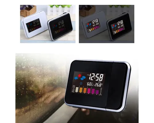 Часы-метеостанция Jettix с проективным циферблатом, черные