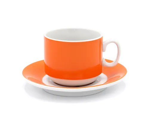 Чайная пара фарфоровая 220см³ экспресс Sunrise, оранжевый, в коробке