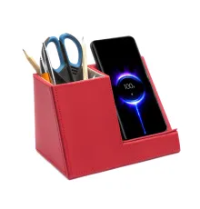 Настольный органайзер Ron c беспроводной зарядкой, красный
