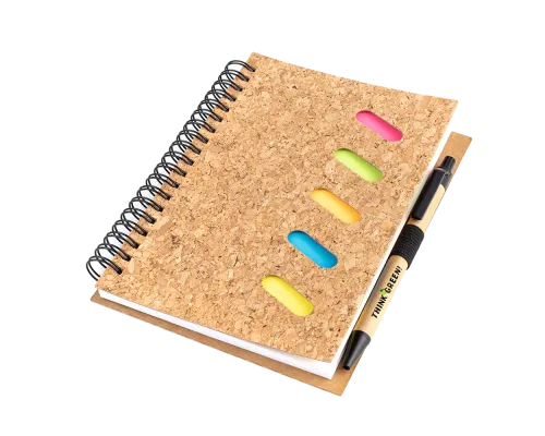 Блокнот Гарольд со стикерами и шариковой ручкой, черный