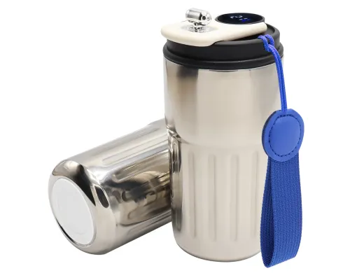 Термокружка Ashly To Go, серебристая/темно-синяя/белая