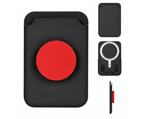 Кастомизированный держатель карт на телефоне CardSocket, чёрный/красный