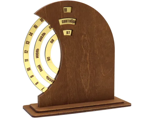 Вечный календарь из дерева TimeLore, коричневый / золотой
