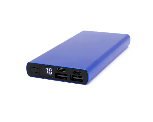 Внешний аккумулятор Höginn в металлическом корпусе, 10000mAh, синий.