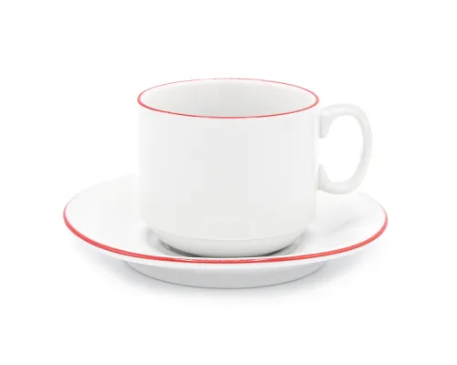 Чайная пара фарфоровая 220см³ экспресс Палитра, красный, в коробке